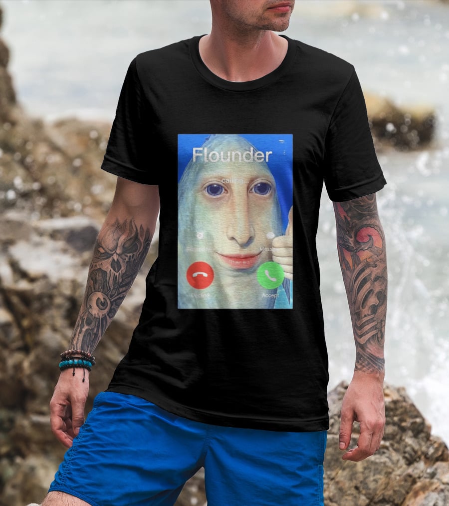 Flounder Calling Meme Decline Accept Remind Me Message T-Shirt