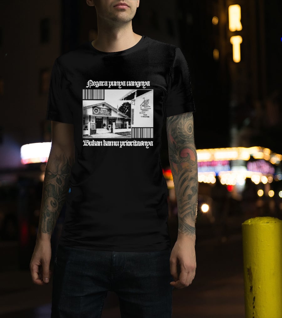 Negara Punya Uangnya Bukan Kamu Prioritasnya Monochrome House And Trees T-Shirt
