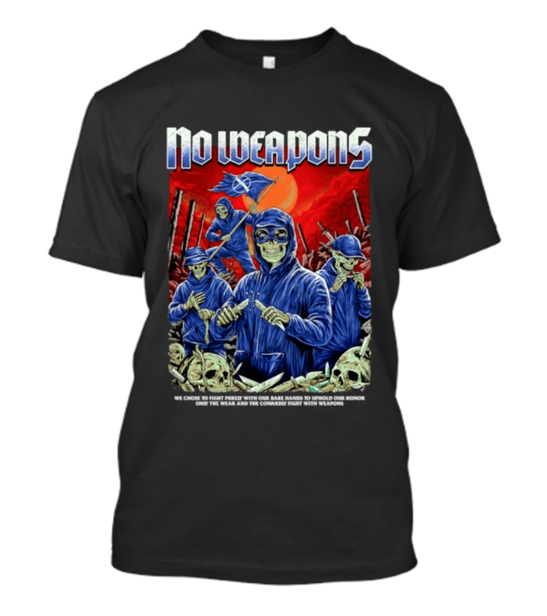 No Weapons Skeleton Warriors Bare Hands Honor Fight T-Shirt
