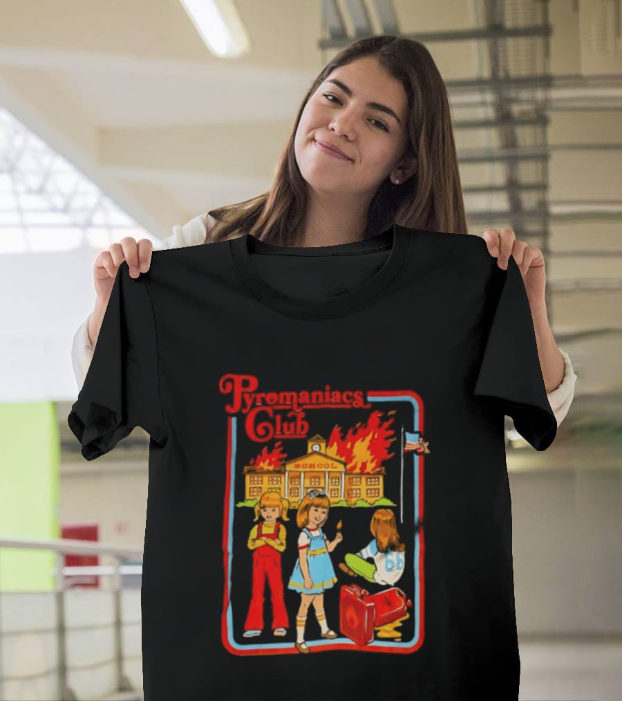 Pyromaniacs Club School Fire Retro Nostalgia T-Shirt