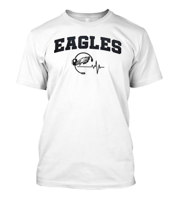 Philadelphia Eagles 2026 Season First Responders First To The Fight Eagles Helmet Heartbeat T-Shirt