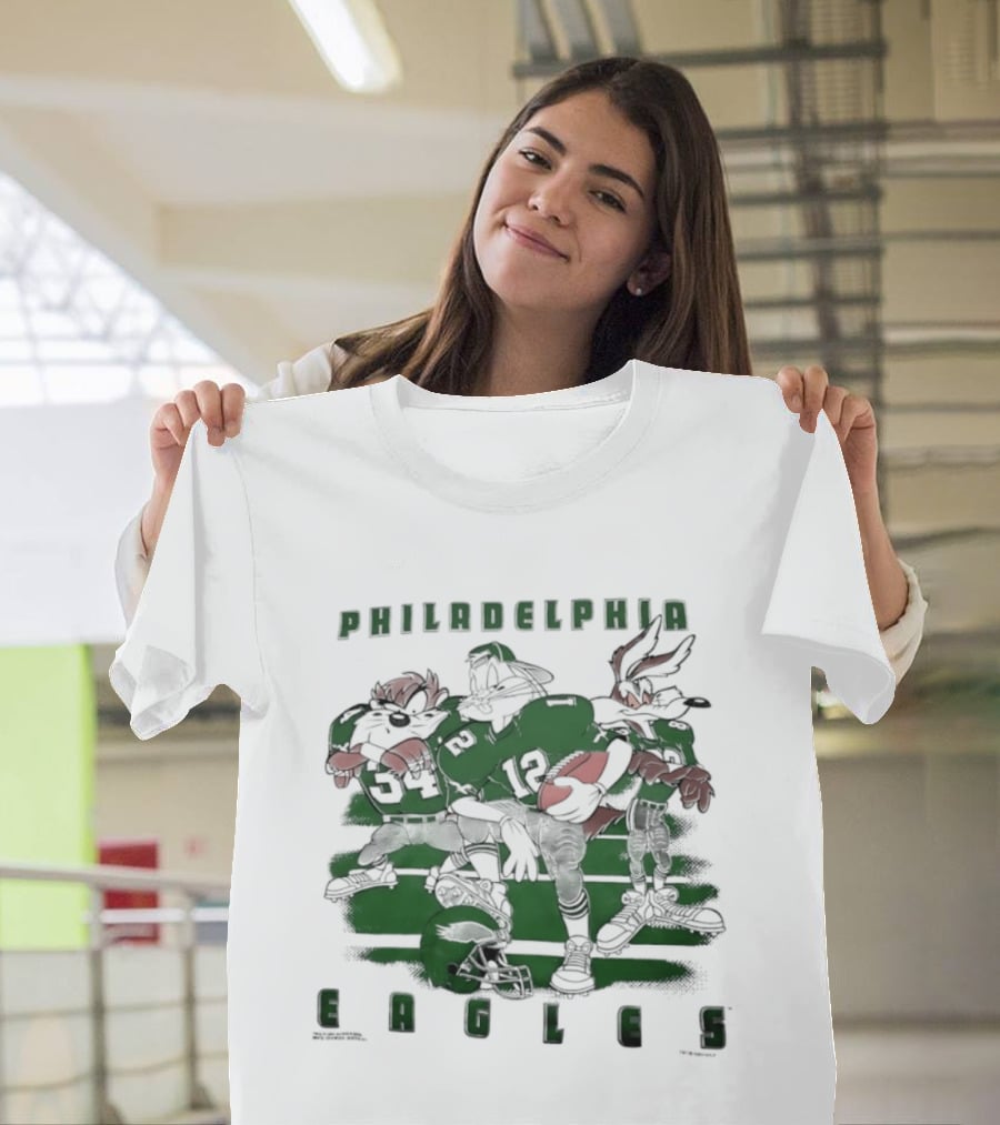 Philadelphia Eagles Taz Bugs Bunny Wile E Coyote Football Team Collaboration T-Shirt
