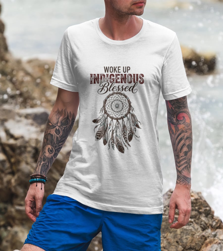 Woke Up Indigenous Blessed Dreamcatcher Feathers T-Shirt
