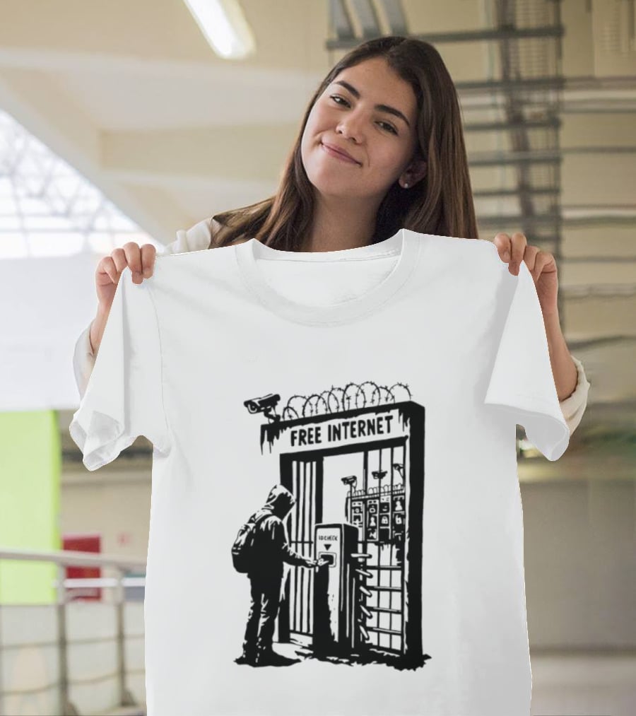 Free Internet Surveillance ID Check Privacy Concerns T-Shirt