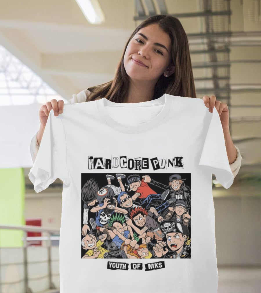 Hardcore Punk Youth Of Mks Vintage Cartoon Style Crowd Scene T-Shirt