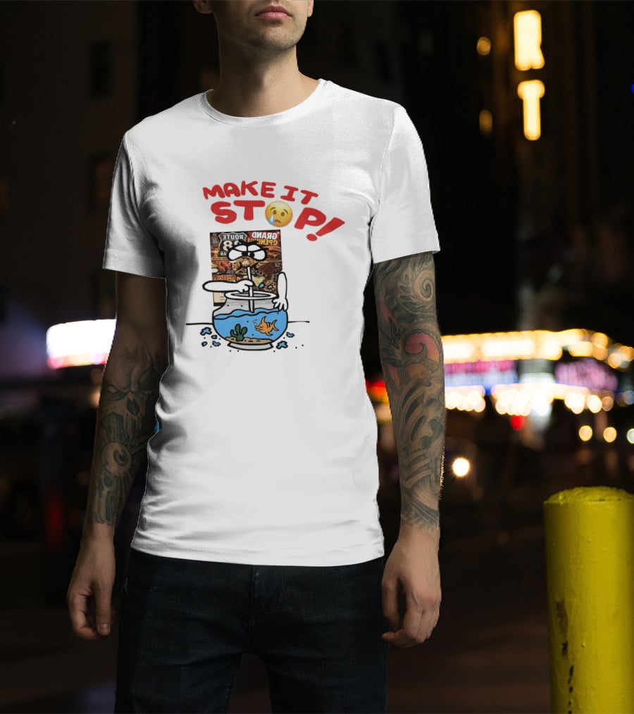 Make It Stop Route 88 Grand Opening Specials Crying Emoji Fish Bowl T-Shirt