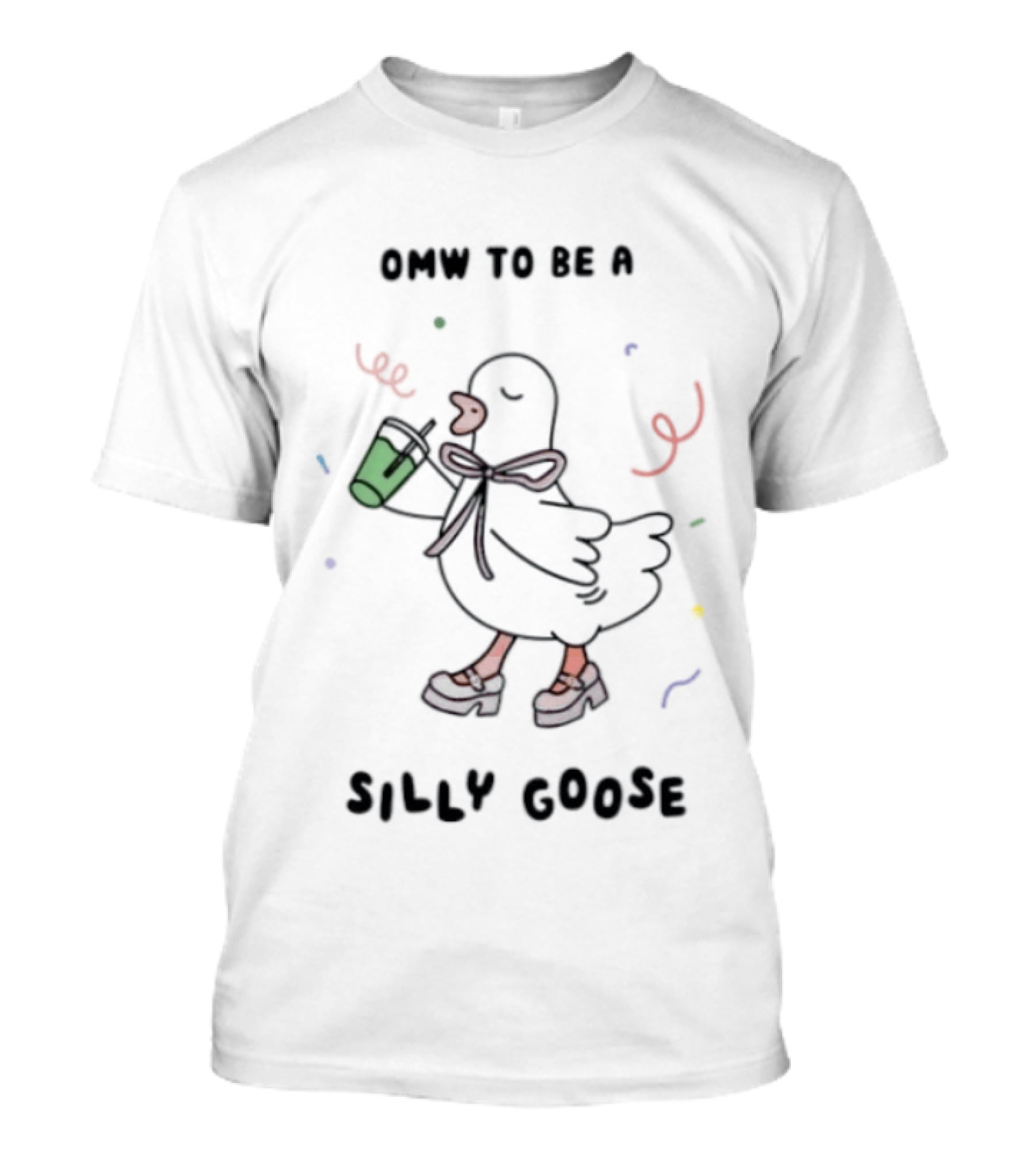 Omw To Be A Silly Goose Duck Coffee Scarf Confetti Fun T-Shirt
