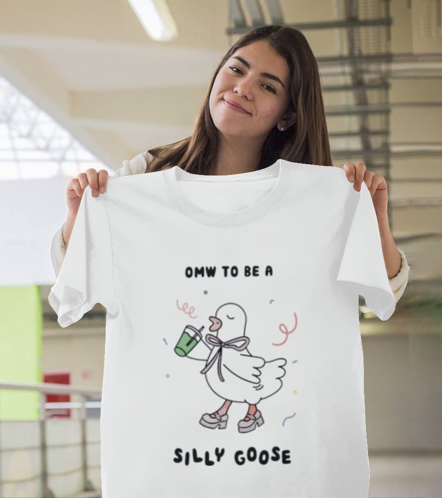Omw To Be A Silly Goose Duck Coffee Scarf Confetti Fun T-Shirt