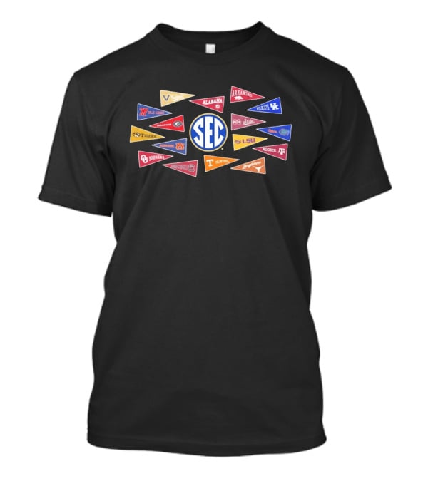 SEC Colleges Football Pennants Alabama Georgia LSU Florida Tennessee Oklahoma T-Shirt