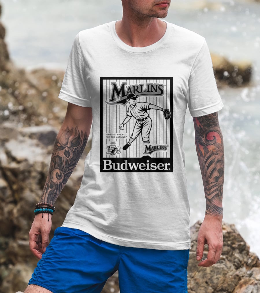 Budweiser 150 Years Florida Marlins Baseball Vintage Player T-Shirt