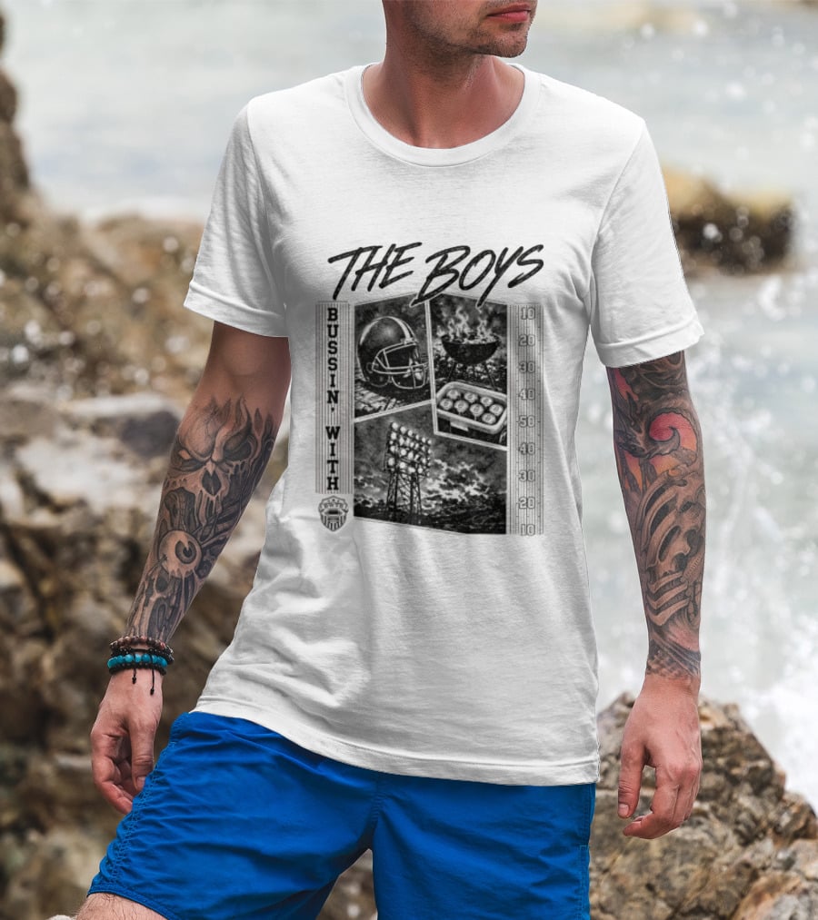 Bussin With The Boys Football Podcast Grilling And Game Day Vibes T-Shirt