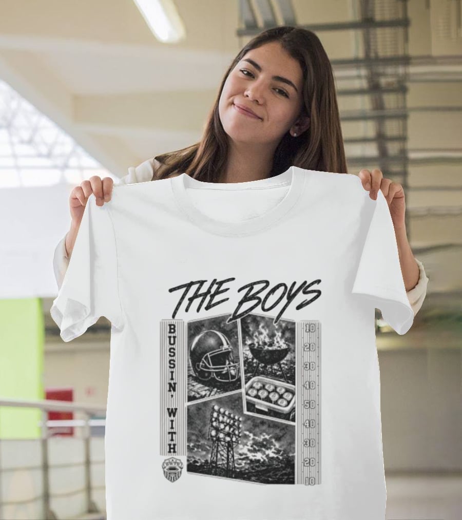 Bussin With The Boys Football Podcast Grilling And Game Day Vibes T-Shirt