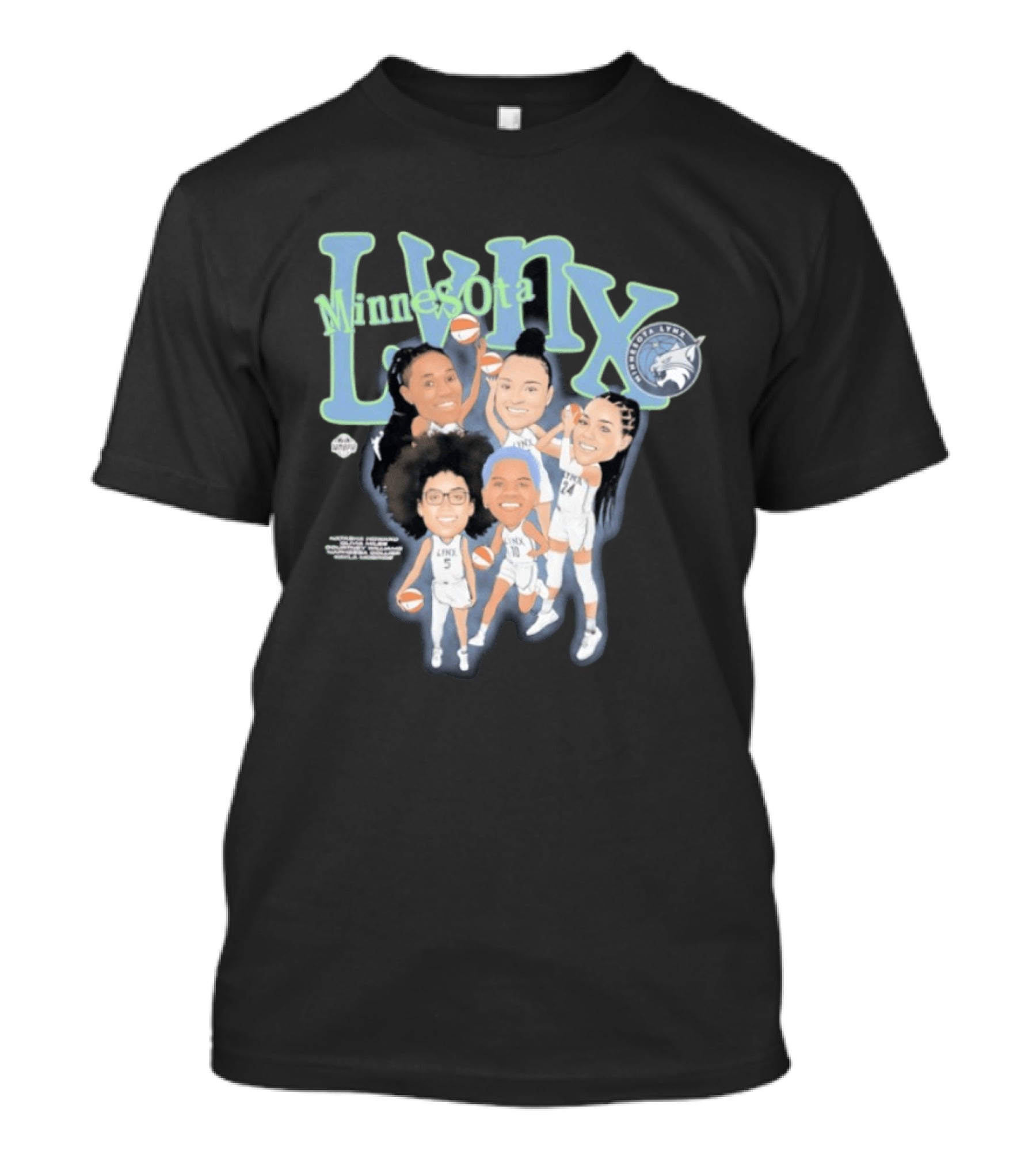 Minnesota Lynx Big 5 WNBA Basketball Caricature Team Spirit T-Shirt