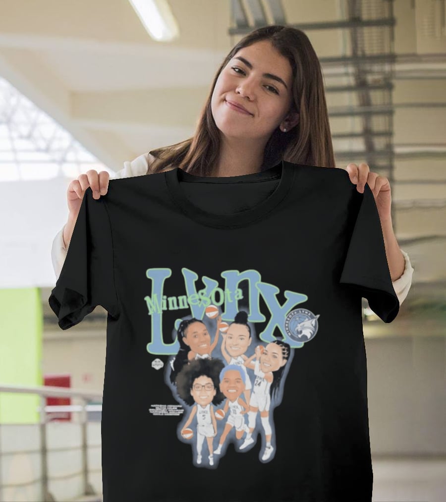 Minnesota Lynx Big 5 WNBA Basketball Caricature Team Spirit T-Shirt