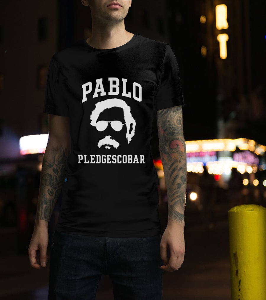 Pablo Pledgescobar Silhouette With Sunglasses And Mustache T-Shirt