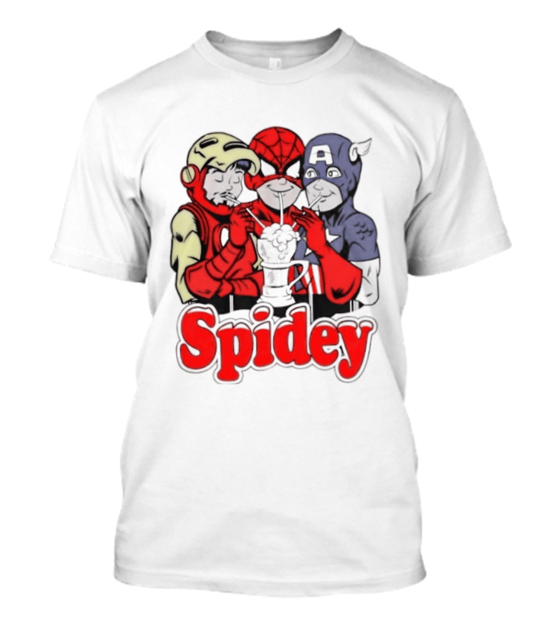 Spidey Iron Man Captain America Beer Meme T-Shirt
