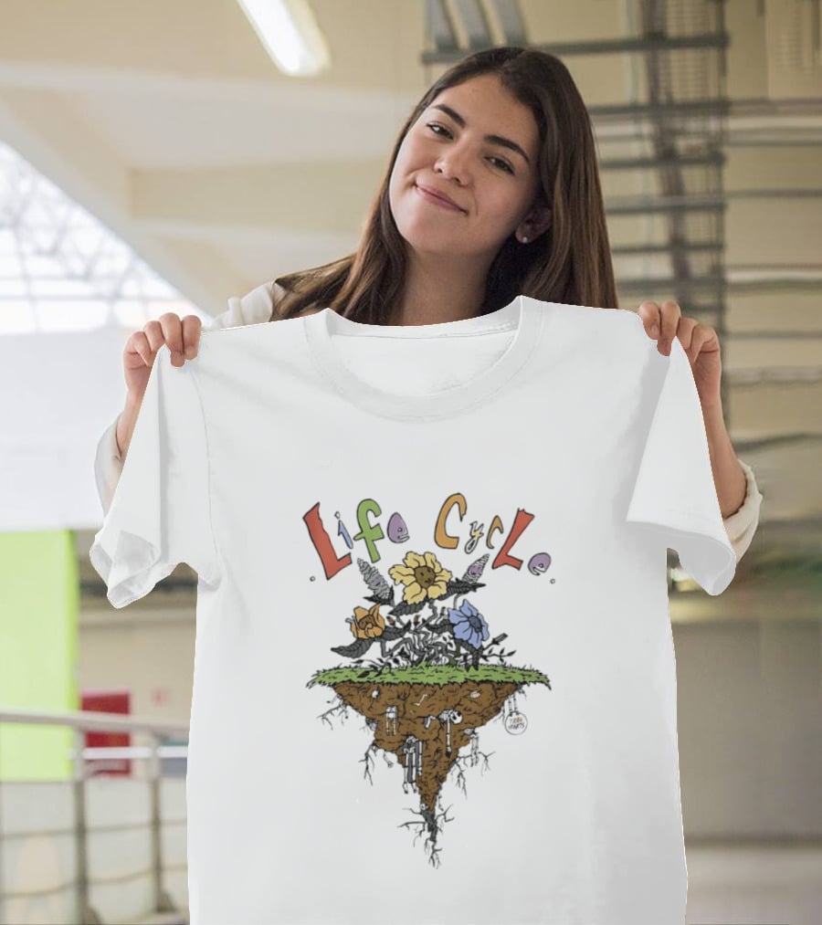 Life Cycle Floating Island With Colorful Flowers T-Shirt