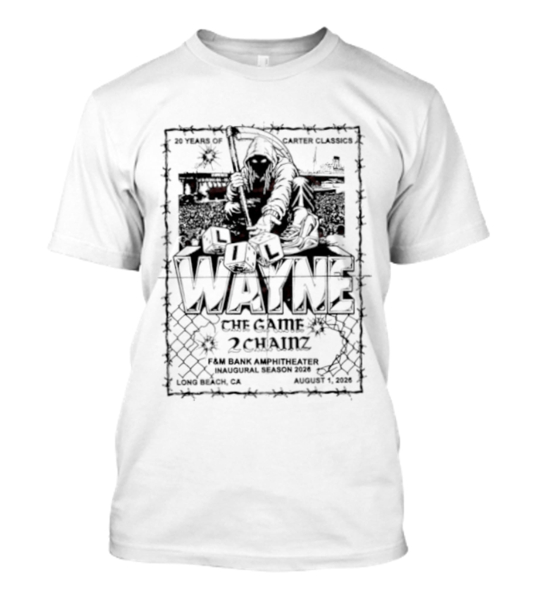 Lil Wayne The Game 2Chainz 20 Years Carter Classics Long Beach 2026 T-Shirt