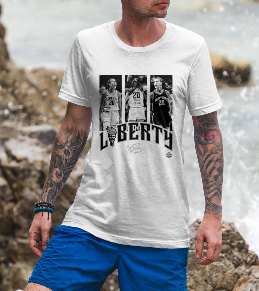 Sabrina Ionescu Liberty WNBA Player Collage Signature T-Shirt