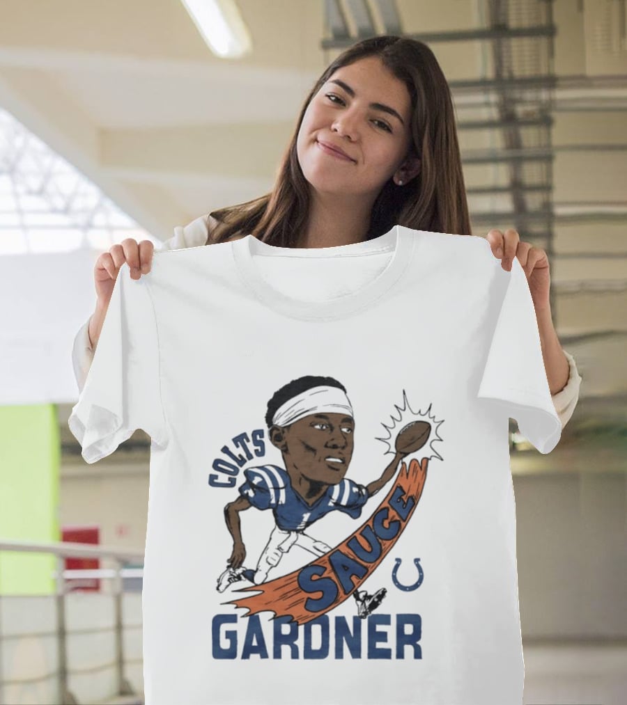 Colts Sauce Gardner Indianapolis Football Player Caricature T-Shirt