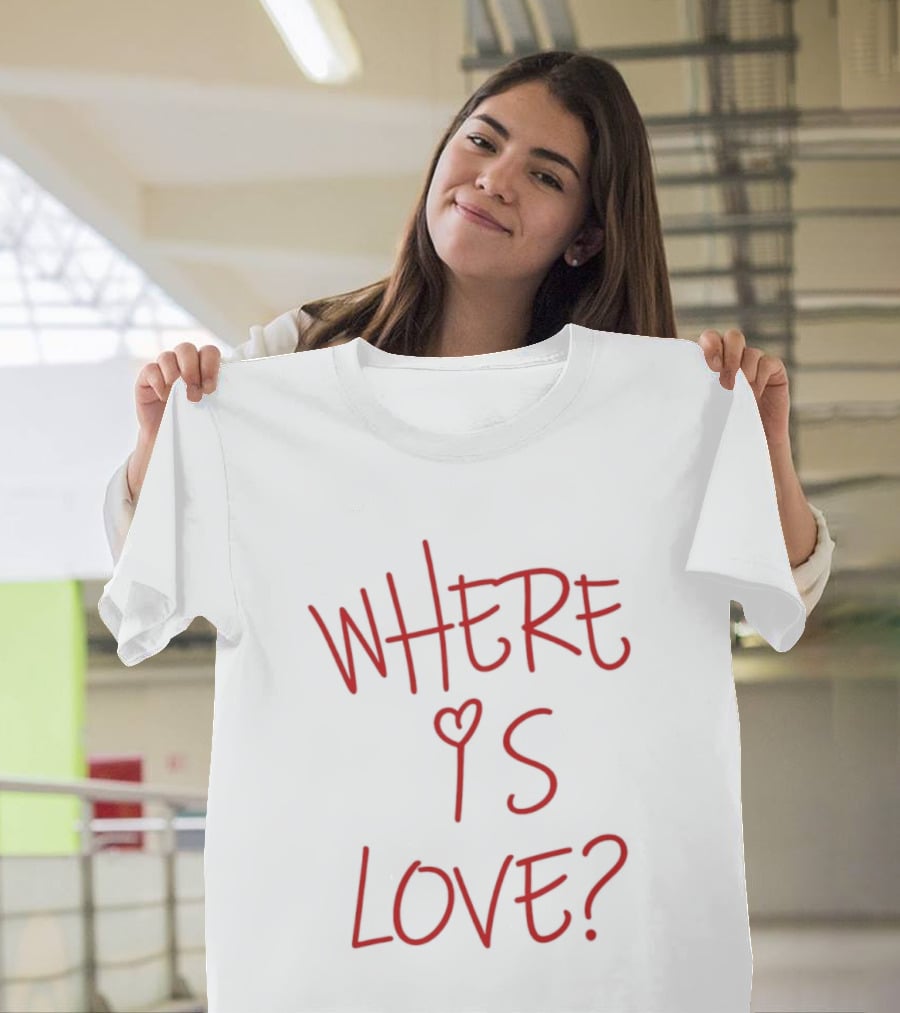 Where Is Love Heart Question Romance In Red T-Shirt