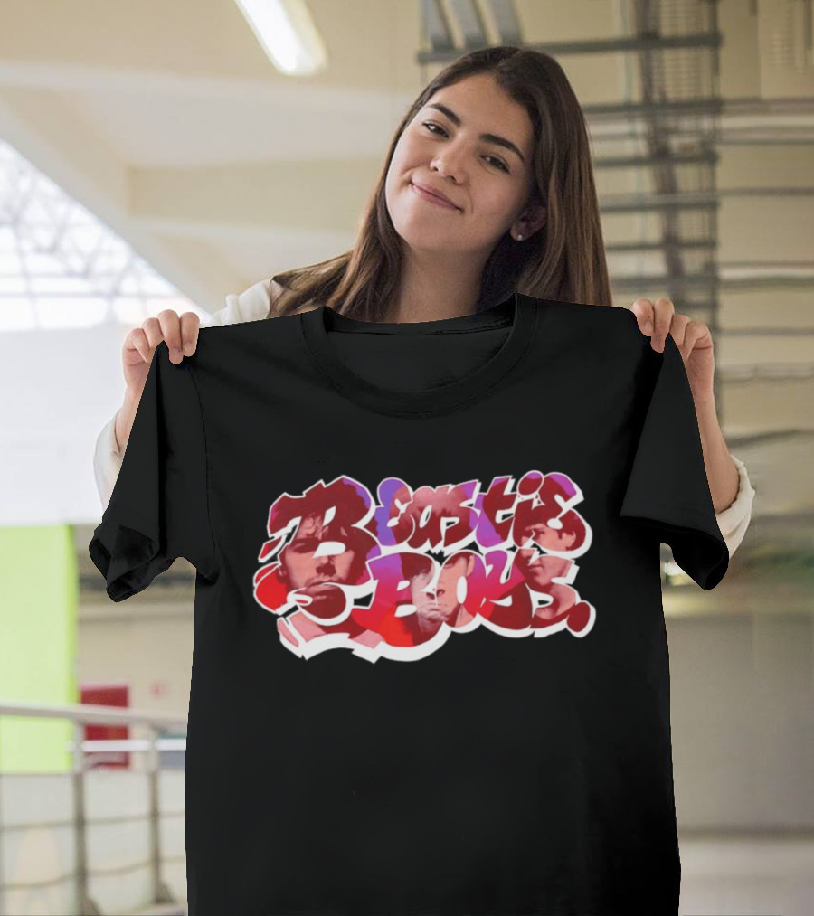 Beastie Boys Get Busy Or Get Lost Red And White Text With Faces T-Shirt