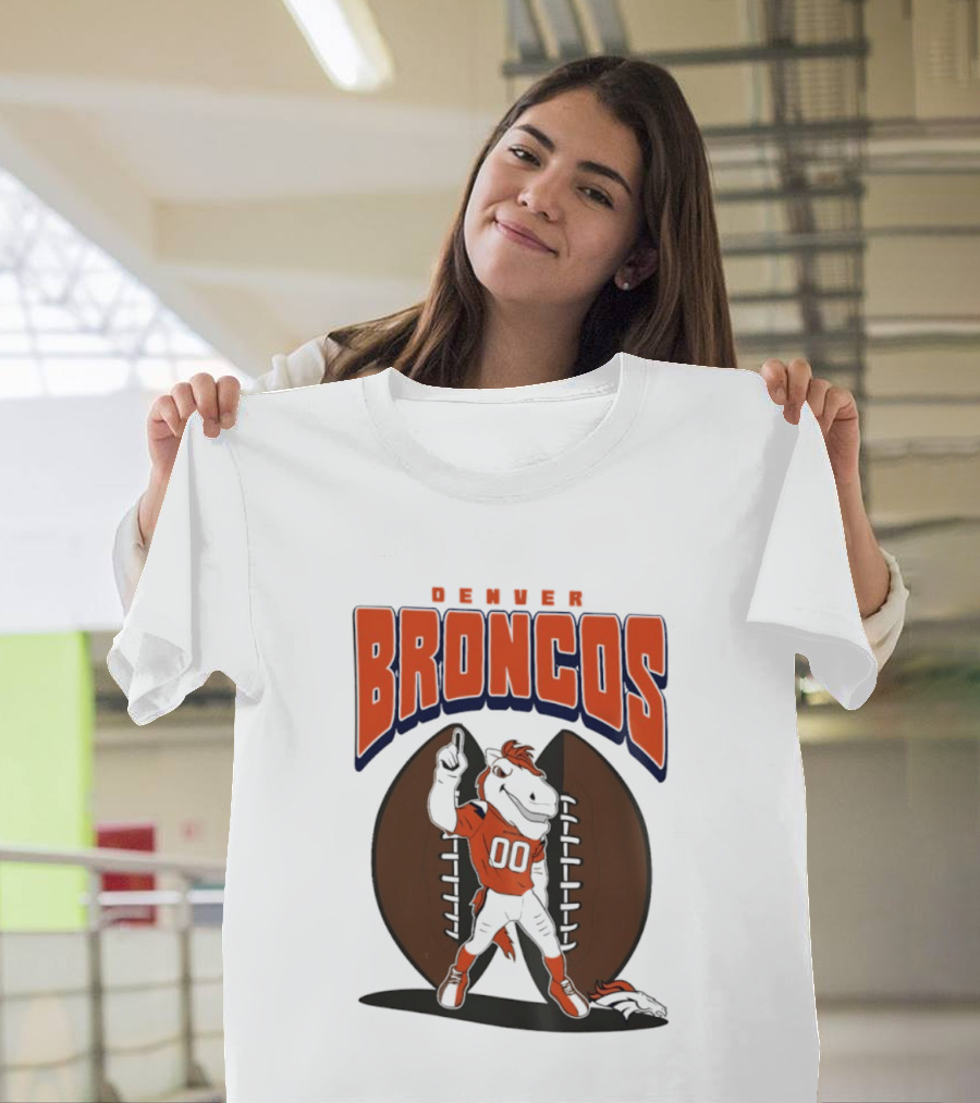 Denver Broncos 2026 Mascot Miles And Football T-Shirt