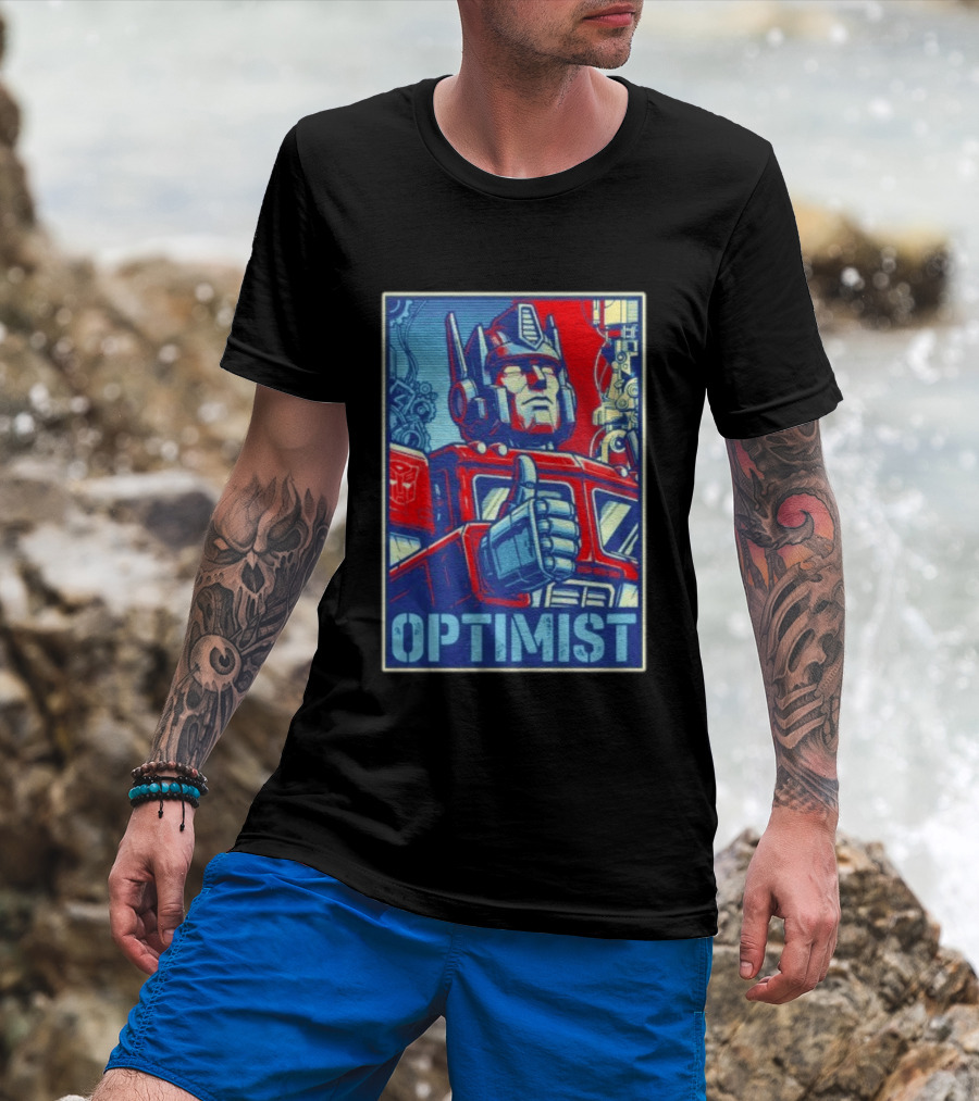 Optimus Prime Optimist Transformers Art Thumbs Up T-Shirt