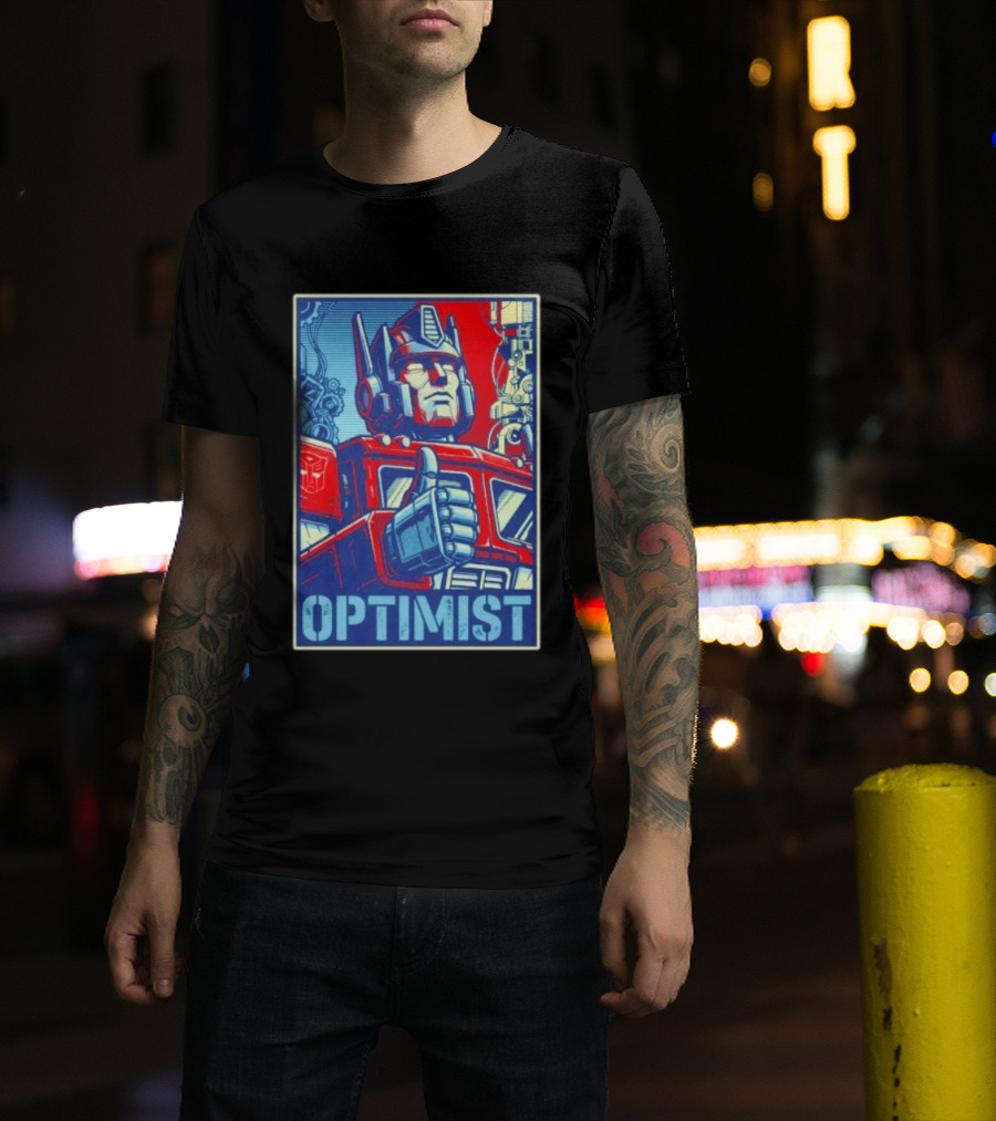Optimus Prime Optimist Transformers Art Thumbs Up T-Shirt