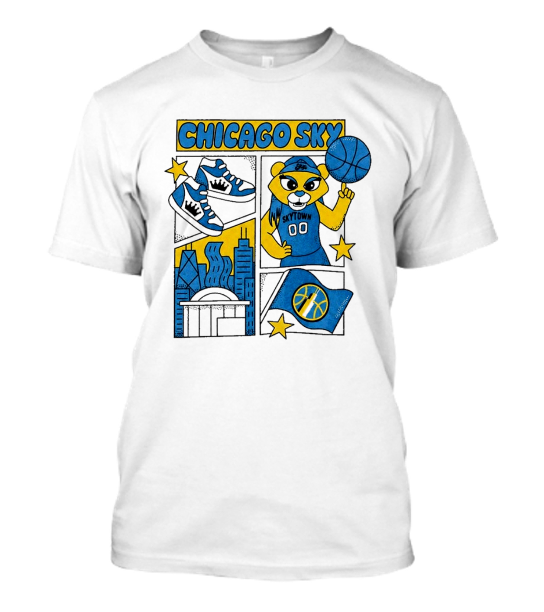 Chicago Sky Skytown Mascot And Basketball Celebration T-Shirt