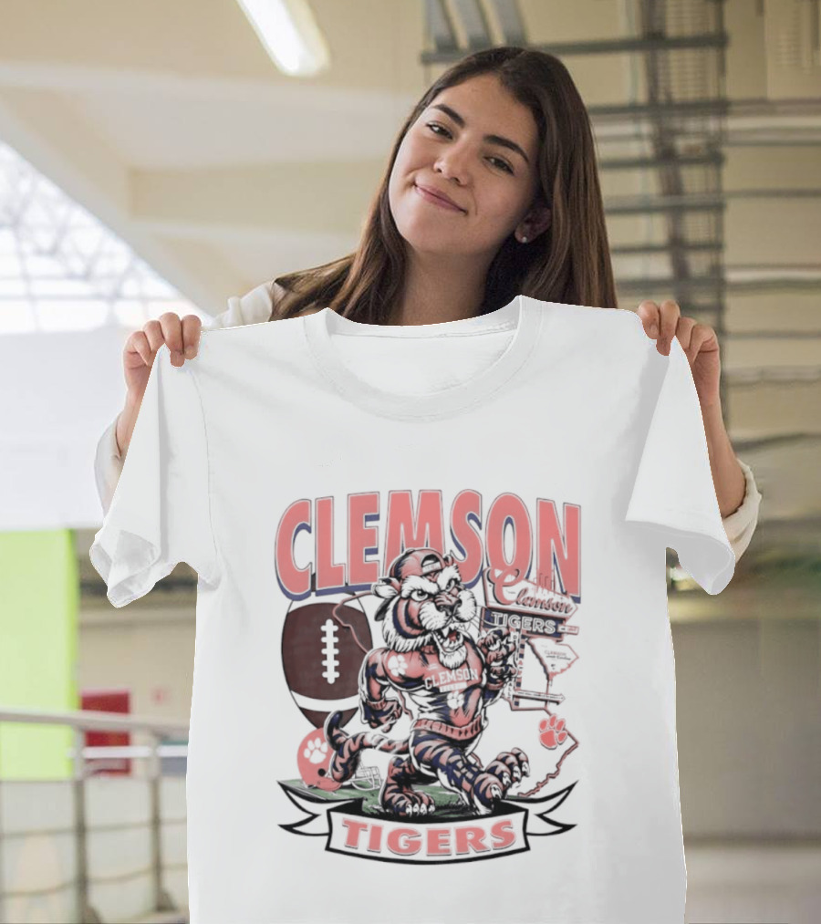 Clemson Tigers Football NCAA Cartoon T-Shirt