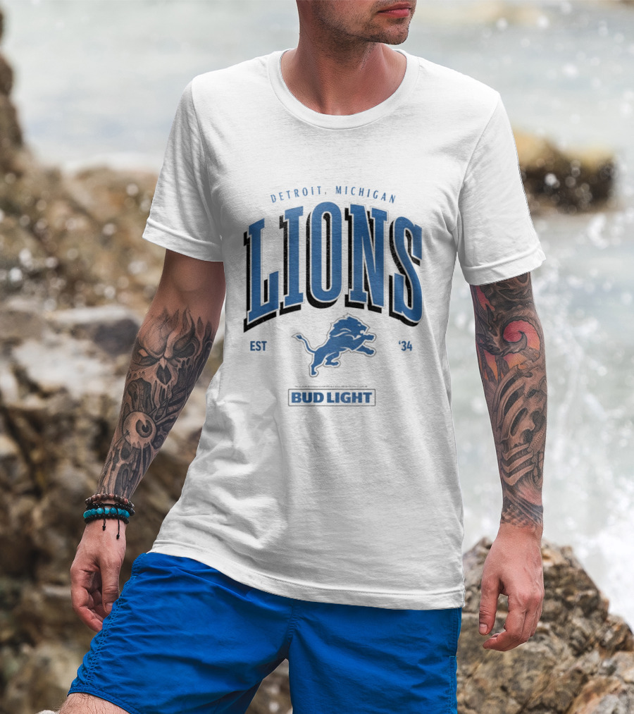 Detroit Michigan Lions Est '34 Bud Light T-Shirt