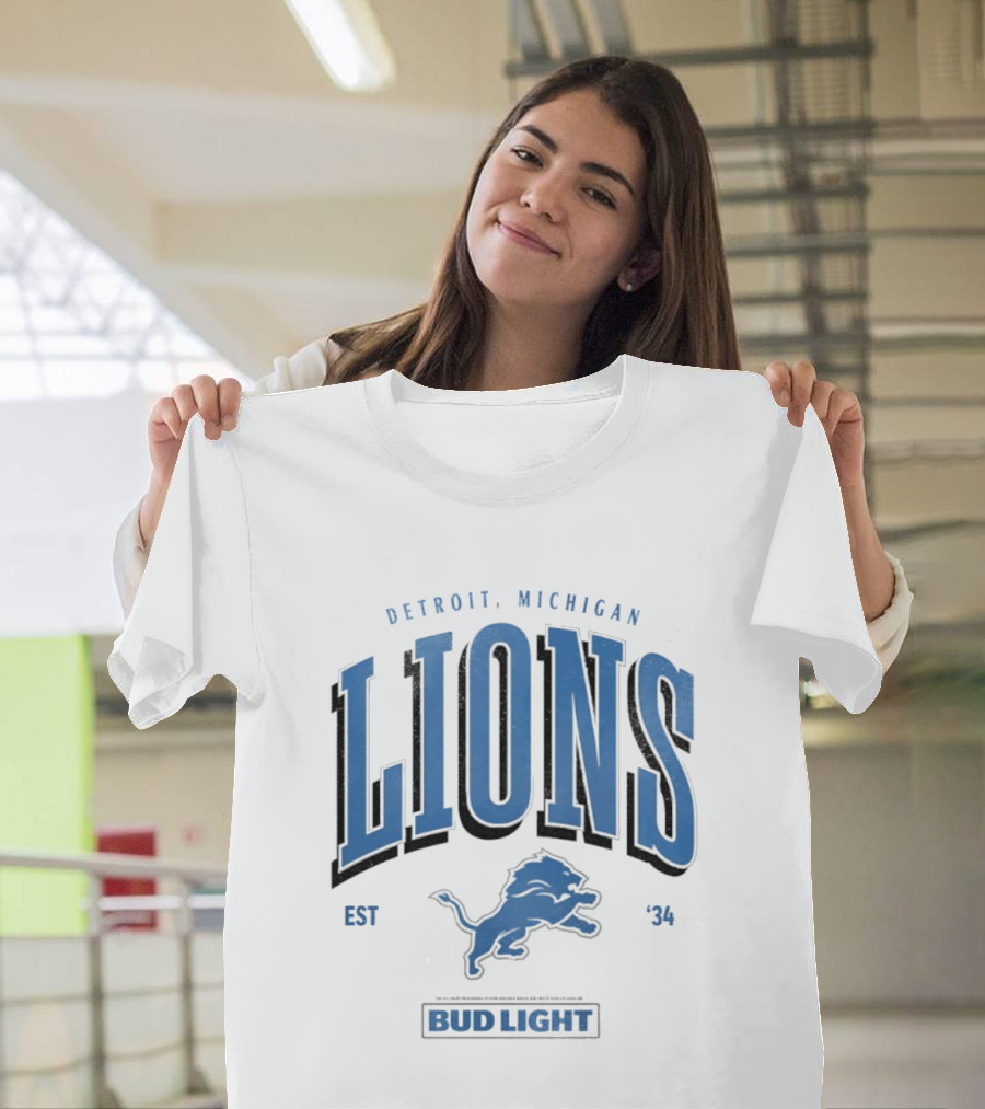 Detroit Michigan Lions Est '34 Bud Light T-Shirt