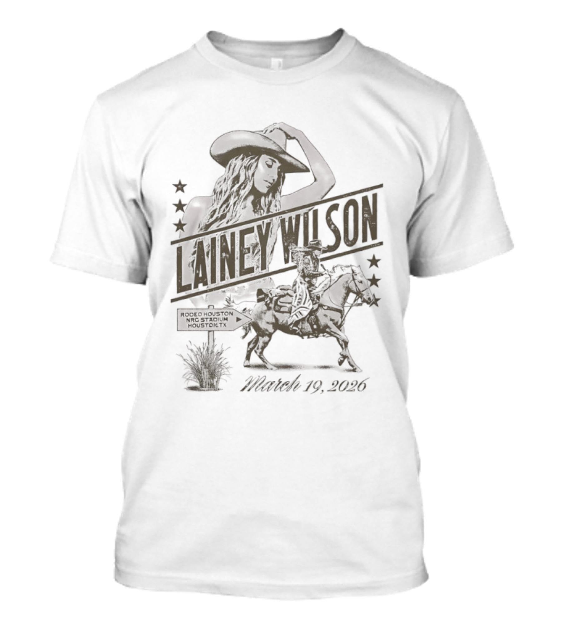 Lainey Wilson Rodeo Houston NRG Stadium March 19 2026 Cowboy Silhouette Stars T-Shirt