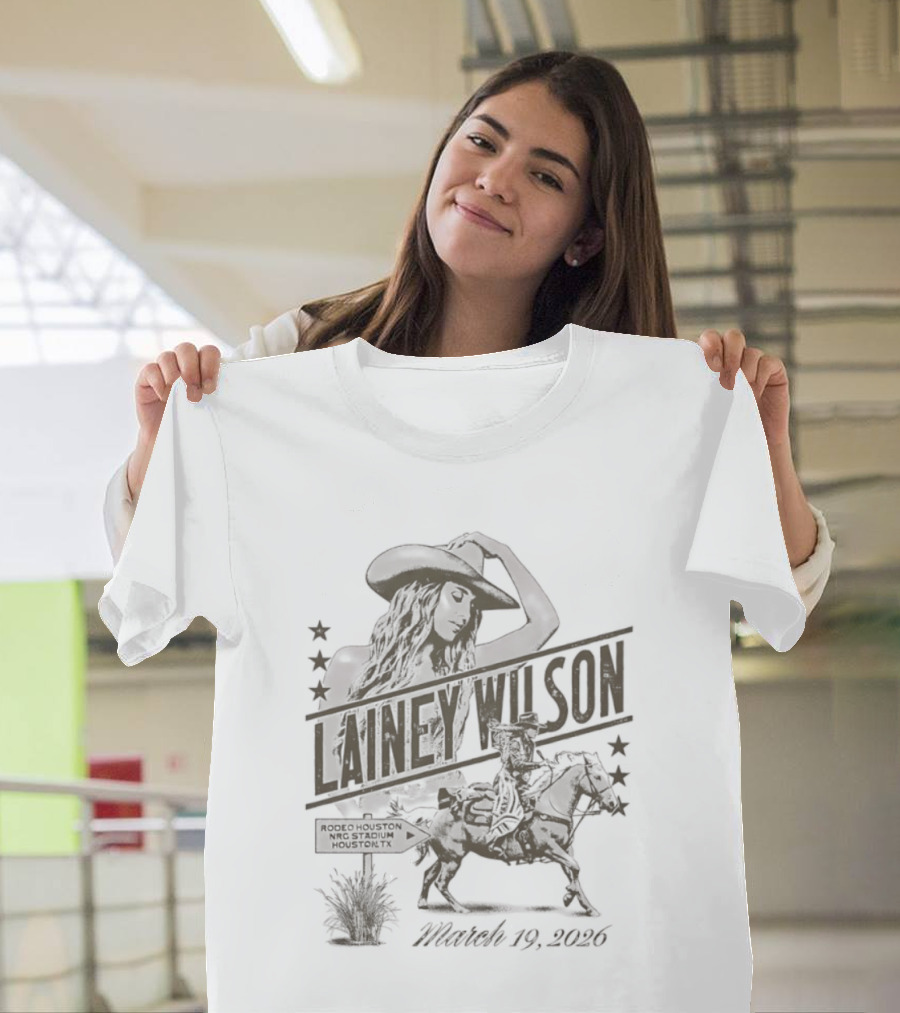 Lainey Wilson Rodeo Houston NRG Stadium March 19 2026 Cowboy Silhouette Stars T-Shirt