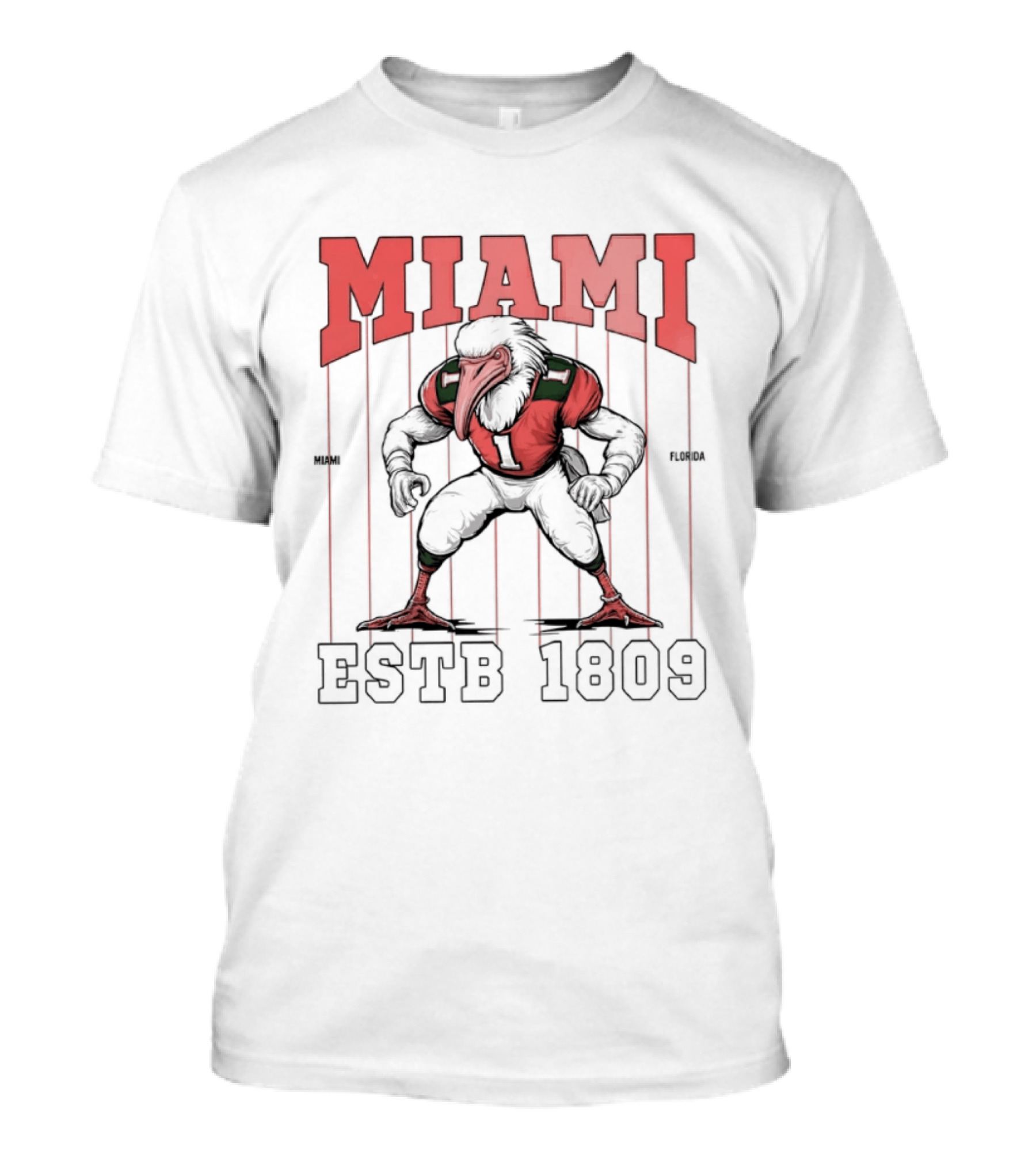 Miami Hurricanes Ibis Football ESTB 1809 T-Shirt
