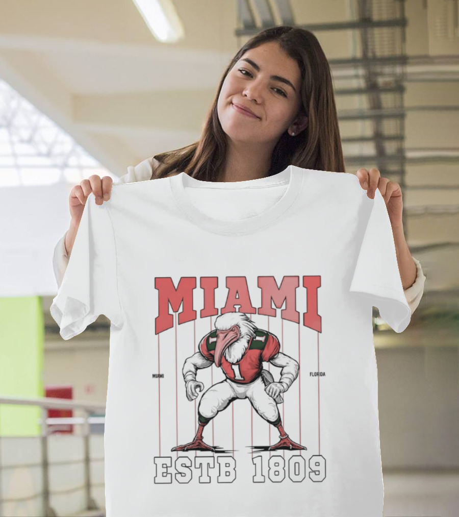 Miami Hurricanes Ibis Football ESTB 1809 T-Shirt