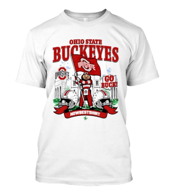 Ohio State Buckeyes Brutus Flag Go Buck Helmet Stadium Nowbes T-Shirt
