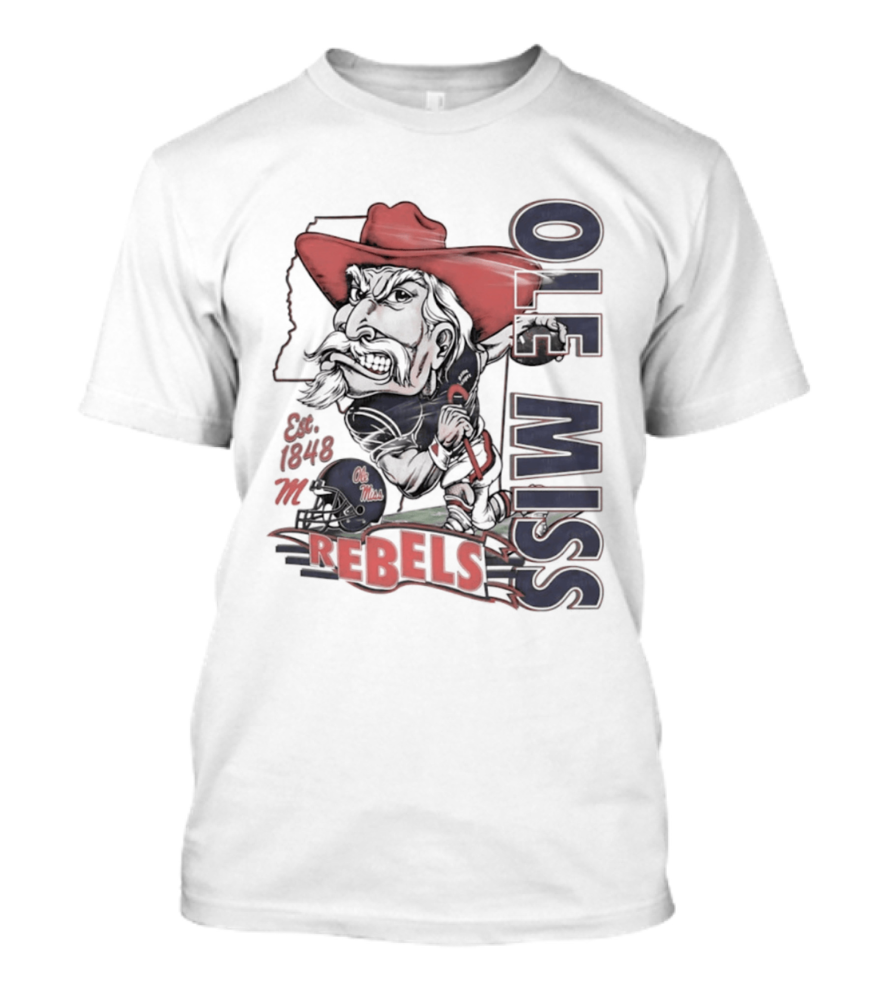 Ole Miss Rebels Est 1848 Vintage Colonel Reb NCAA Football T-Shirt