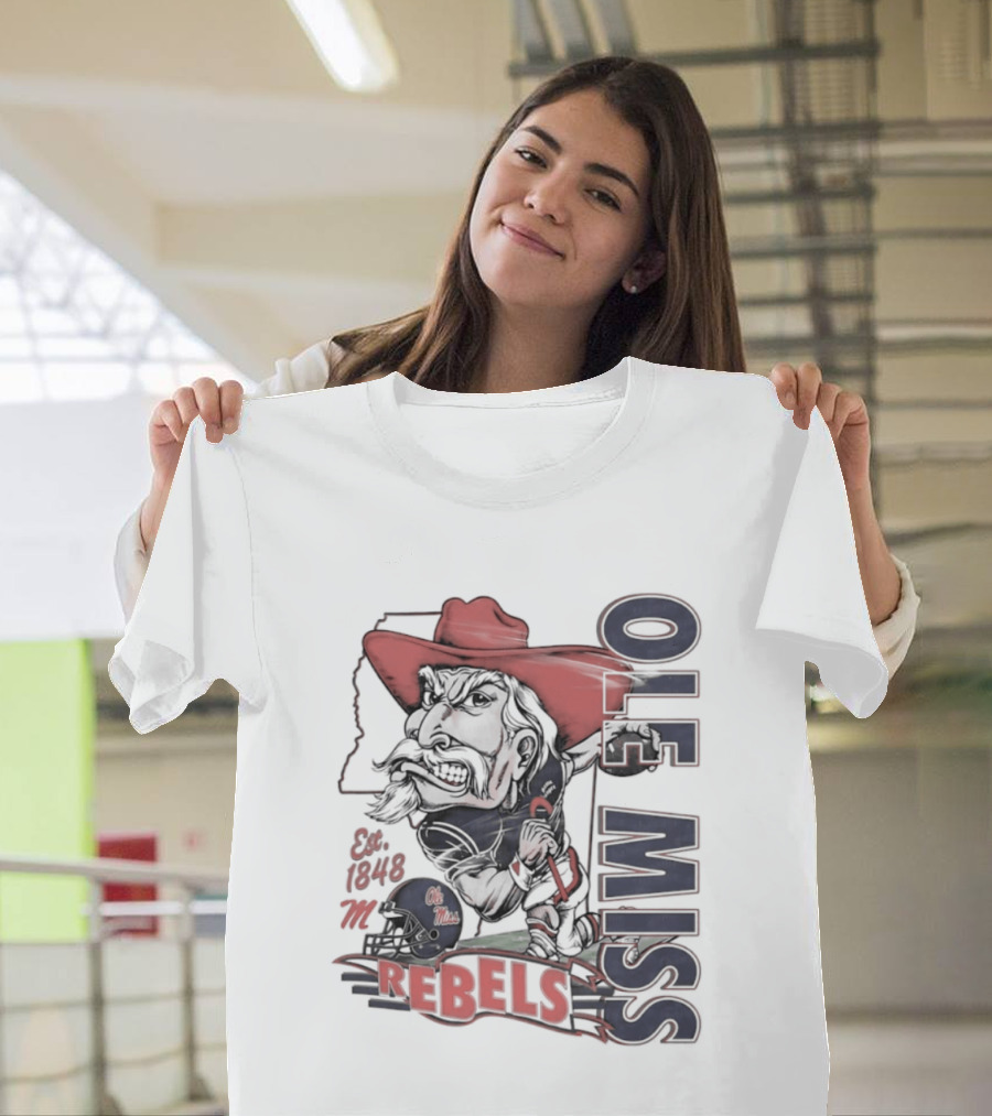 Ole Miss Rebels Est 1848 Vintage Colonel Reb NCAA Football T-Shirt