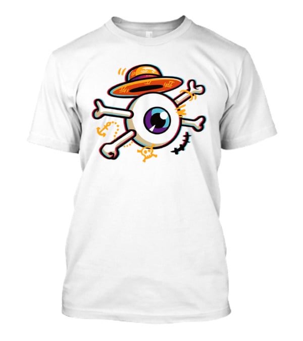 One Piece Straw Hat Eye Bone Pirate Symbol Iconic Anime Series Fan Merch T-Shirt