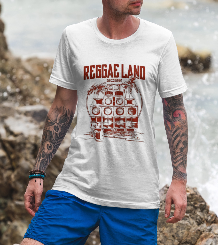 Reggae Land 2026 Soundsystem Palm Trees Stack T-Shirt