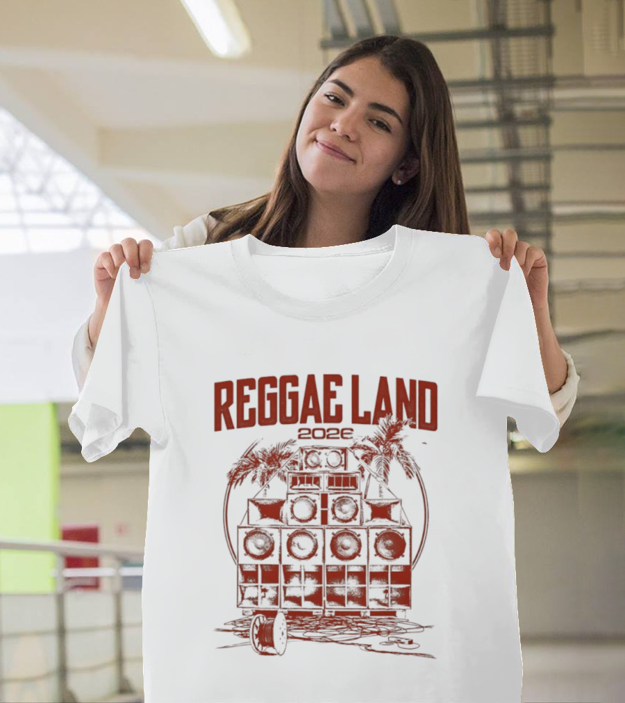 Reggae Land 2026 Soundsystem Palm Trees Stack T-Shirt