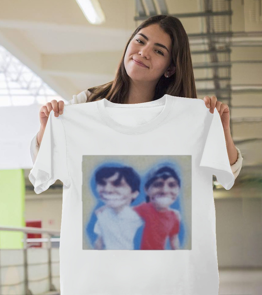 Slushy Noobs Hugging Cartoon Characters In Red And White Outfits T-Shirt