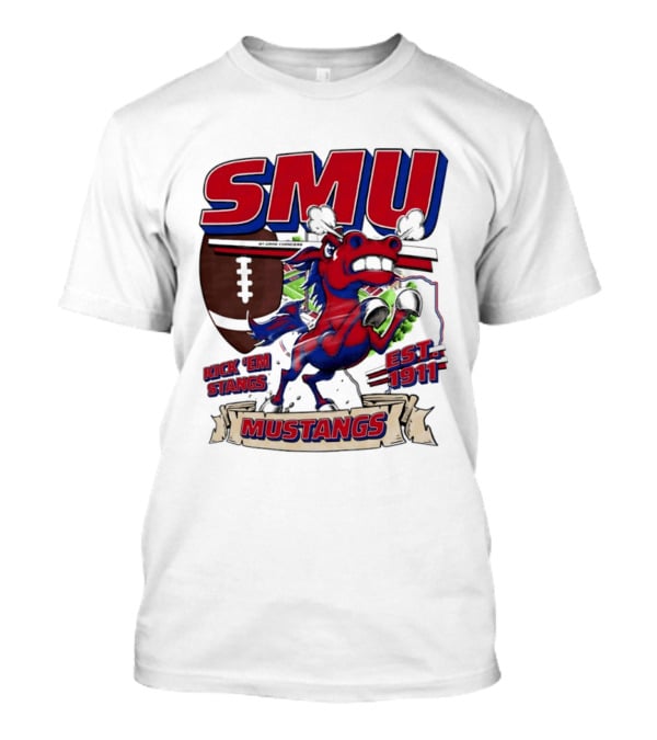 SMU Mustangs Kick 'Em Stangs Football 1911 T-Shirt