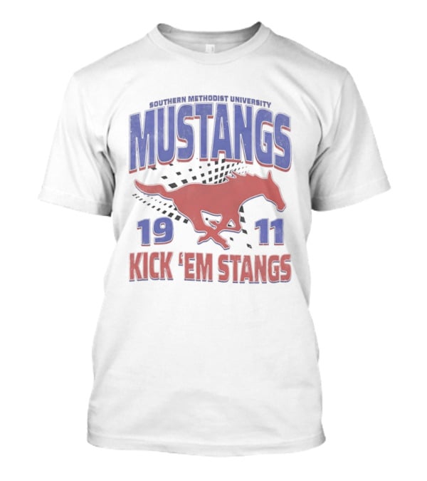 Southern Methodist University Mustangs 1911 Kick 'Em Stangs Mustang Red And Blue T-Shirt