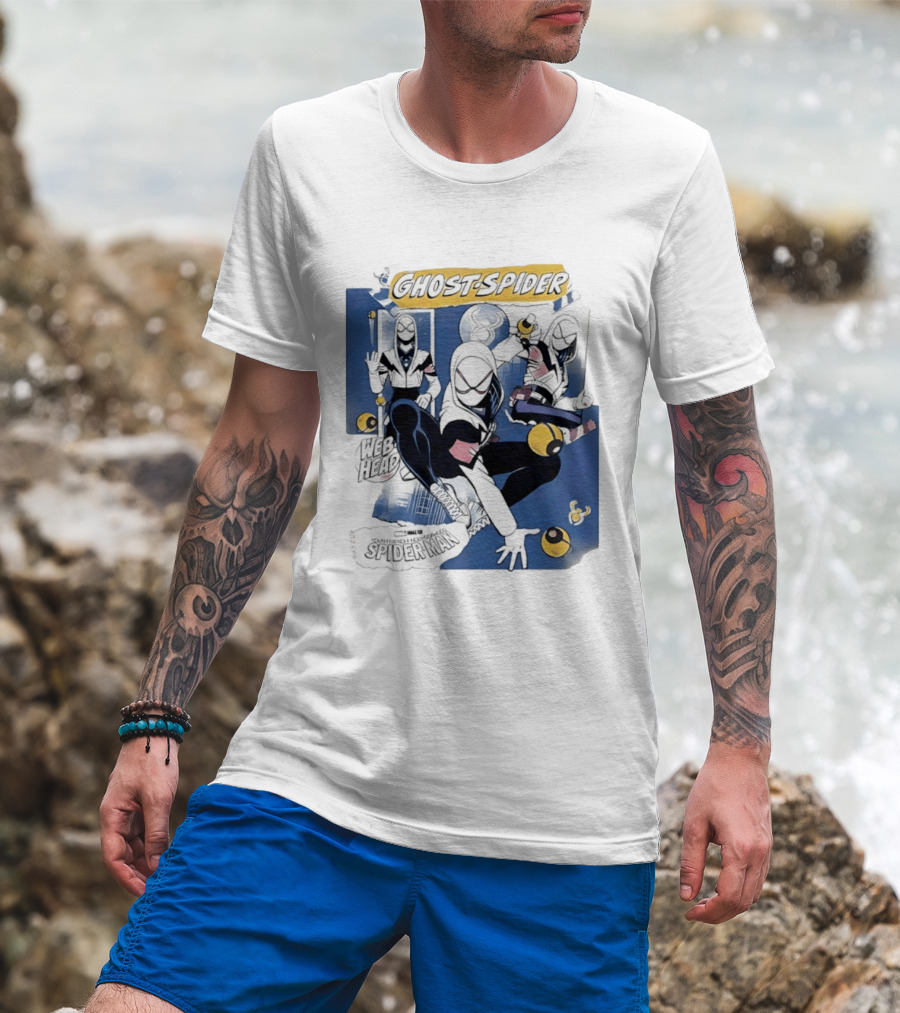 Ghost Spider Web Head Spider Man T-Shirt