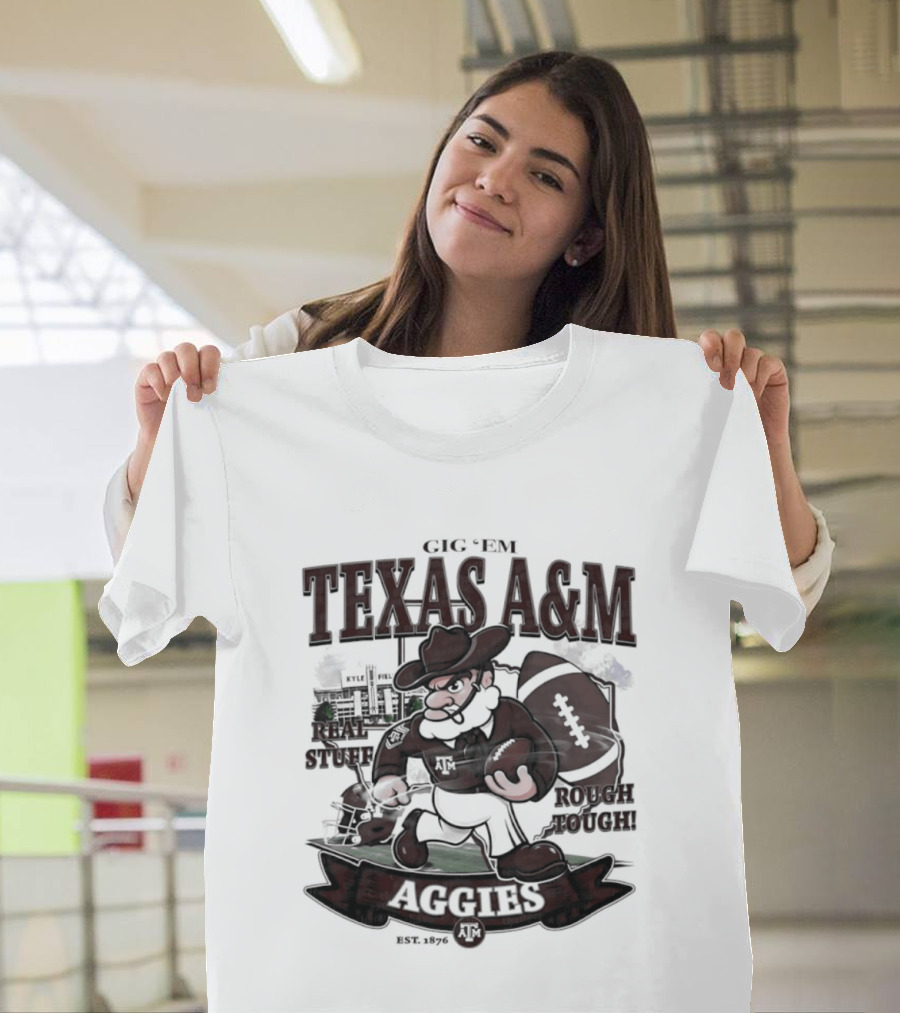 Texas A&M Aggies Gig 'Em Real Stuff Rough Tough T-Shirt