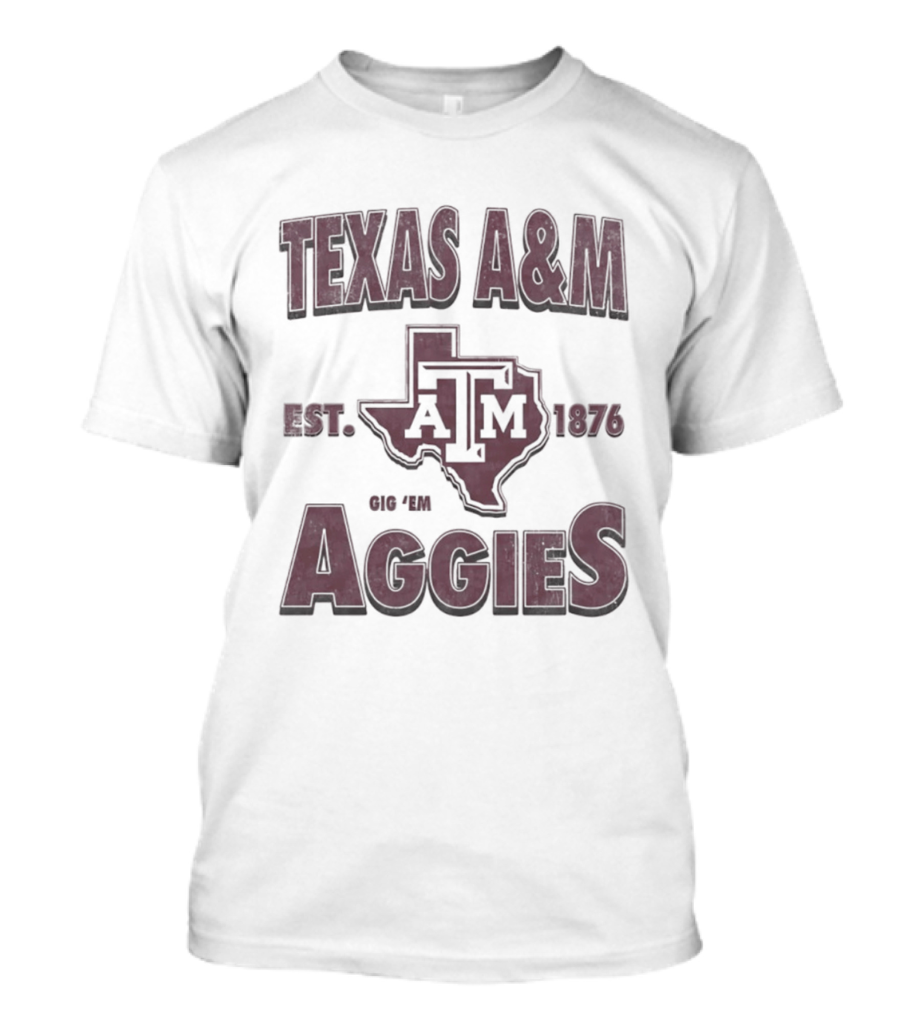 Texas A&M Est 1876 Gig 'Em Aggies A&M Logo State T-Shirt