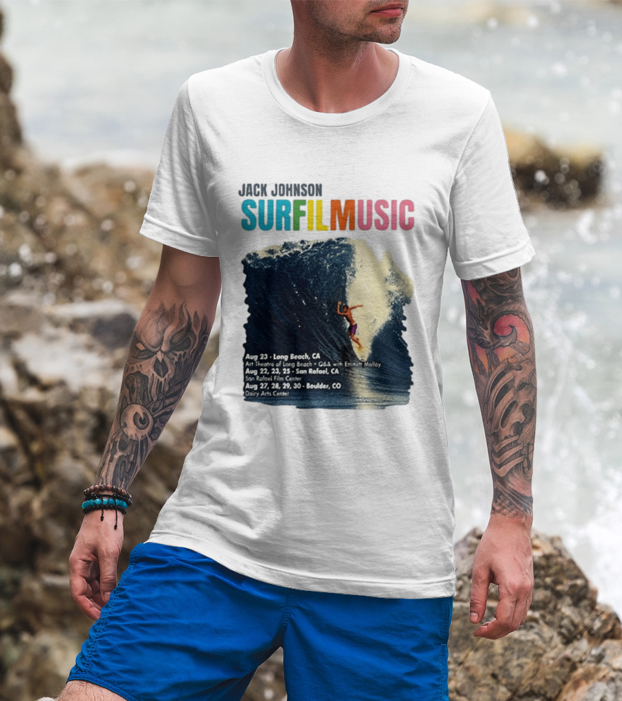 Jack Johnson Surf Film Music Long Beach Art Theatre Aug 23 2026 T-Shirt